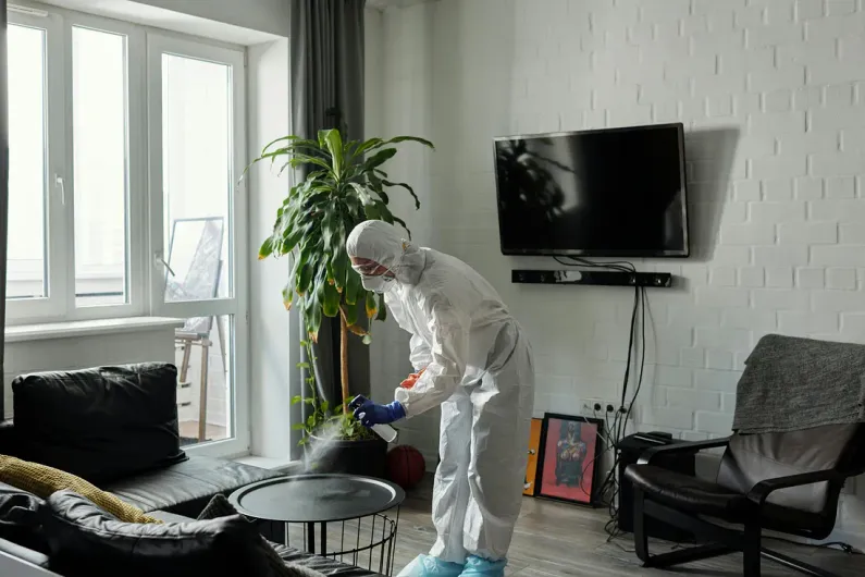 cleaning living room